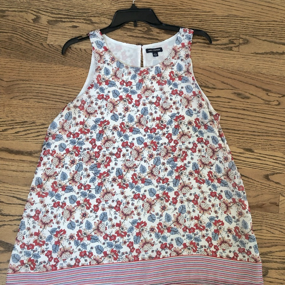 Max Edition Floral Sleeveless Top - Red, Blue, Peach, White
